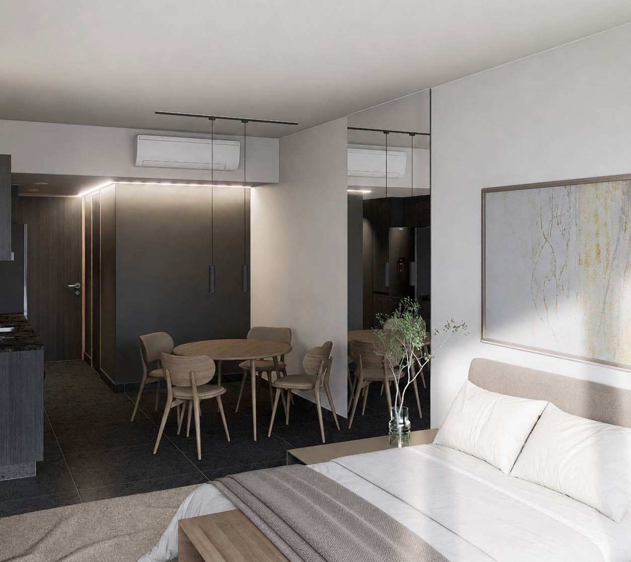 Monoambiente con cama